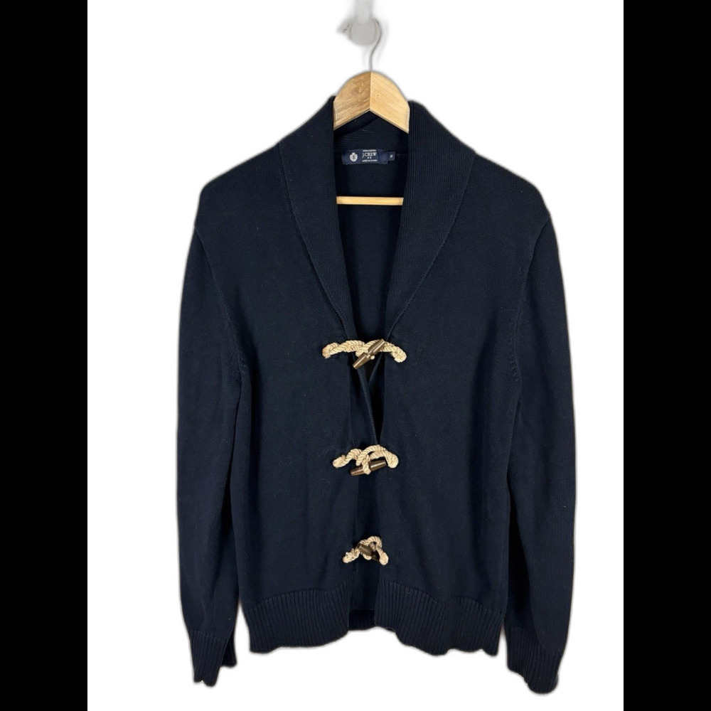 J. Crew Navy 100% Cotton Toggle Cardigan Sweater Women’s XL Classic Coastal